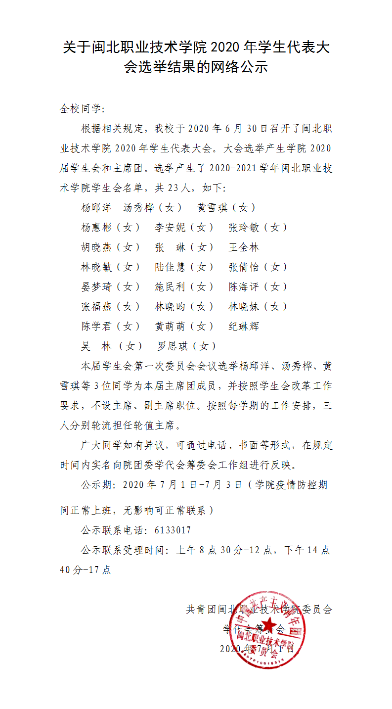 006👩🏼‍🎨、会后1 · 全校公示·关于彩神2020年学生代表大会选举结果的公示.png